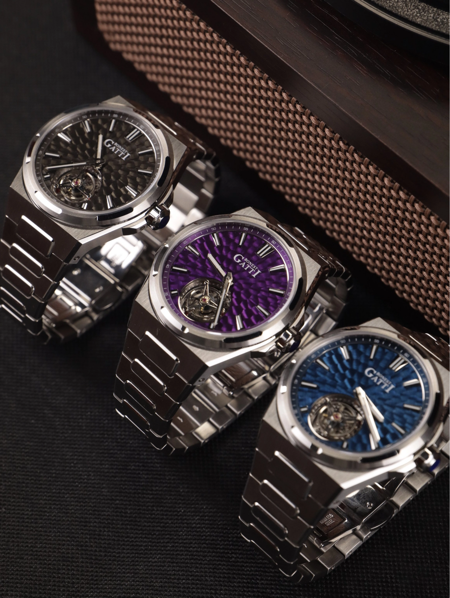 BONEST GATTI Hammer Pattern Automatic Tourbillon Watch Self Wind 80H Power Reserve Sapphire Crystal Luminous Watch BG7005 - Top G Watches