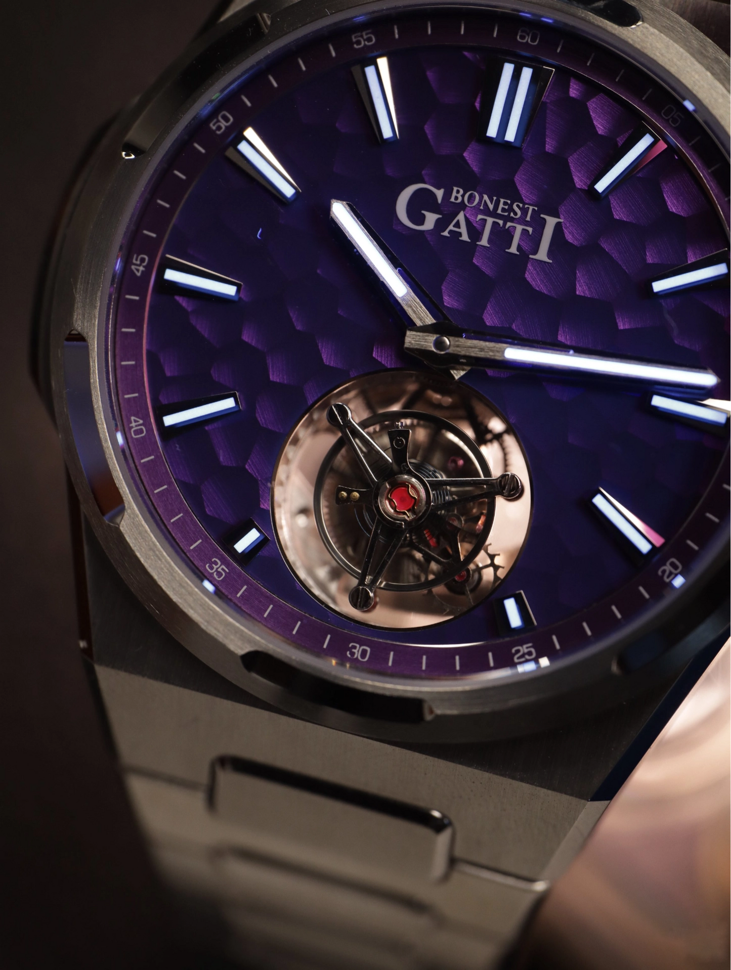 BONEST GATTI Hammer Pattern Automatic Tourbillon Watch Self Wind 80H Power Reserve Sapphire Crystal Luminous Watch BG7005 - Top G Watches