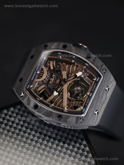 Bonest Gatti BG9008 Phantom Black – Carbon Skeleton Tourbillon Automatic Watch - Top G Watches