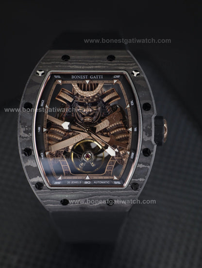 Bonest Gatti BG9008 Phantom Black – Carbon Skeleton Tourbillon Automatic Watch - Top G Watches