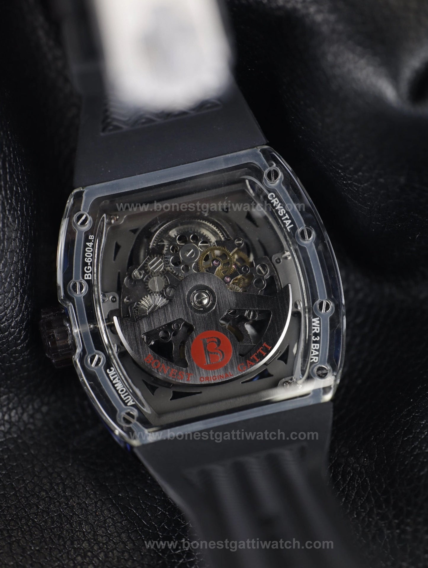 Bonest Gatti BG6004 Transparent Emerald Snake Dial – Skeleton Tonneau Watch - Top G Watches