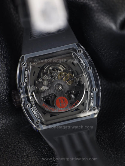 Bonest Gatti BG6004 Transparent Emerald Snake Dial – Skeleton Tonneau Watch - Top G Watches