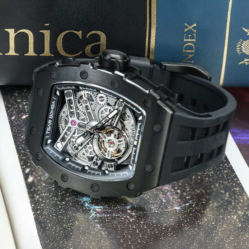 Official TSAR BOMBA Stainless Steel Automatic Skeleton Watch – TB8208A