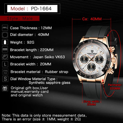 Pagani Design Elite Automatic Mechanical Sapphire-Glass Chronograph Watch - PD1664