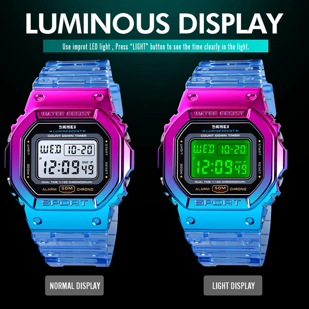 Skmei Classy Colourful LED Digital Ladies' Sports Watch - Top G Watches