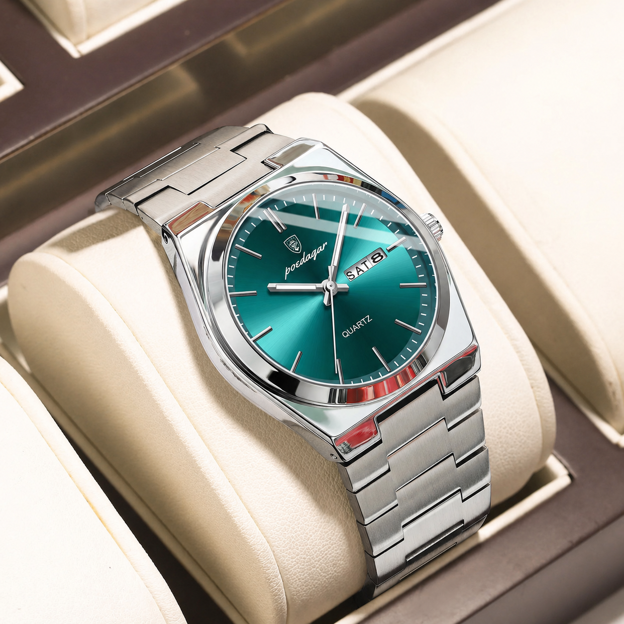 Poedagar Slim Stainless Steel Dress Watch – Integrated Bracelet (Quartz) - Top G Watches