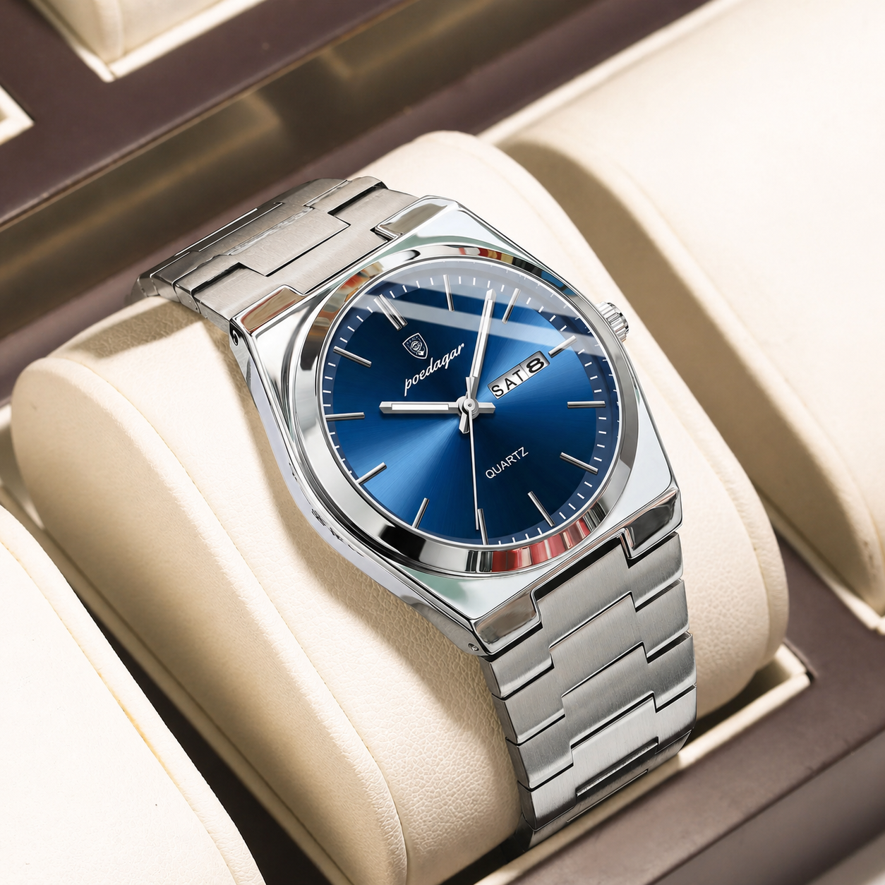 Poedagar Slim Stainless Steel Dress Watch – Integrated Bracelet (Quartz) - Top G Watches