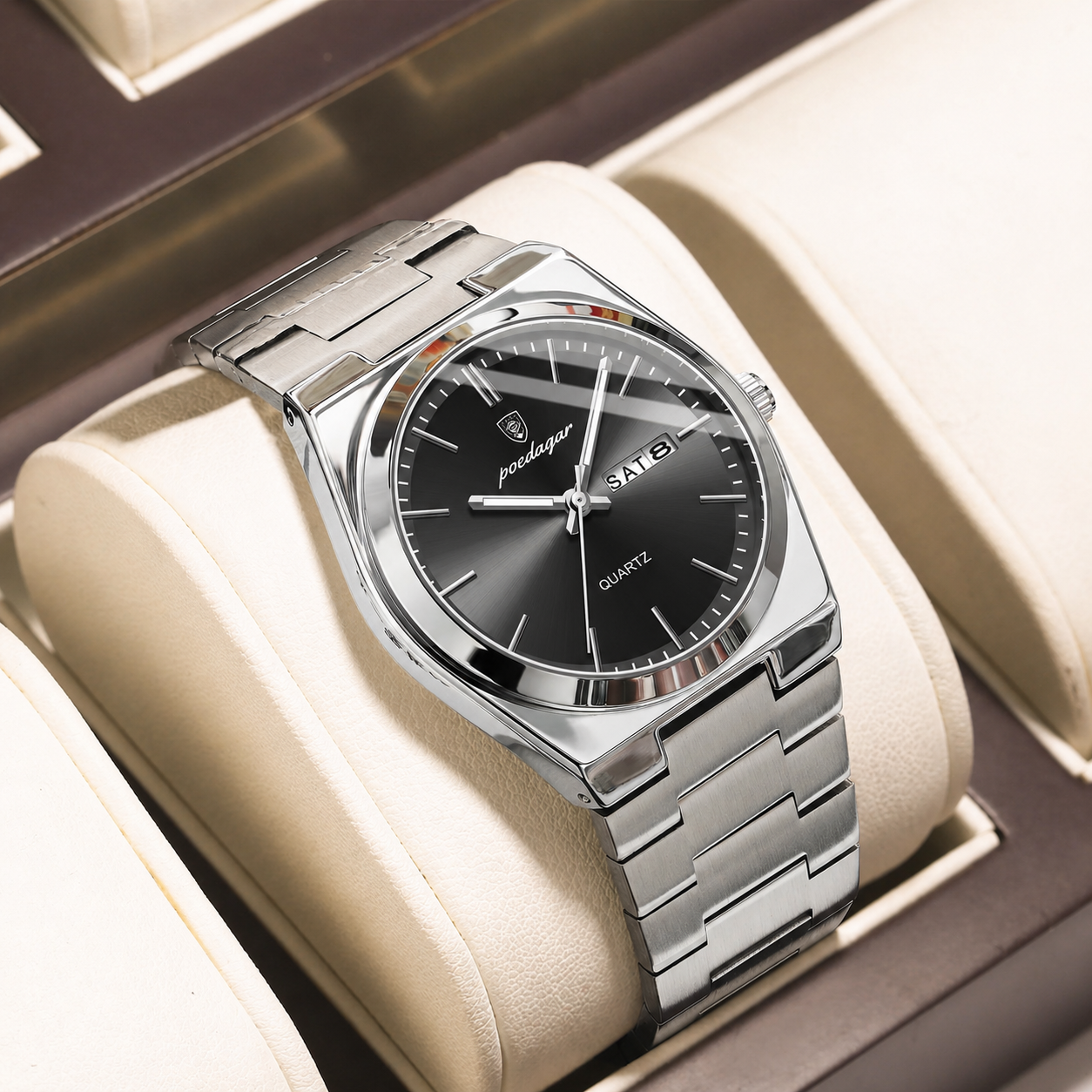 Poedagar Slim Stainless Steel Dress Watch – Integrated Bracelet (Quartz) - Top G Watches