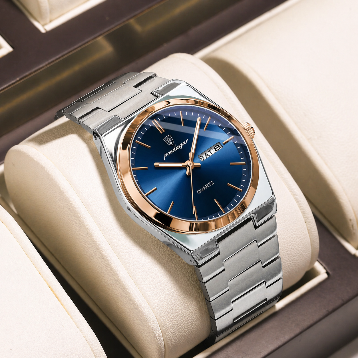 Poedagar Slim Stainless Steel Dress Watch – Integrated Bracelet (Quartz) - Top G Watches