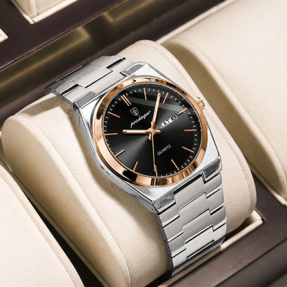 Poedagar Slim Stainless Steel Dress Watch – Integrated Bracelet (Quartz) - Top G Watches