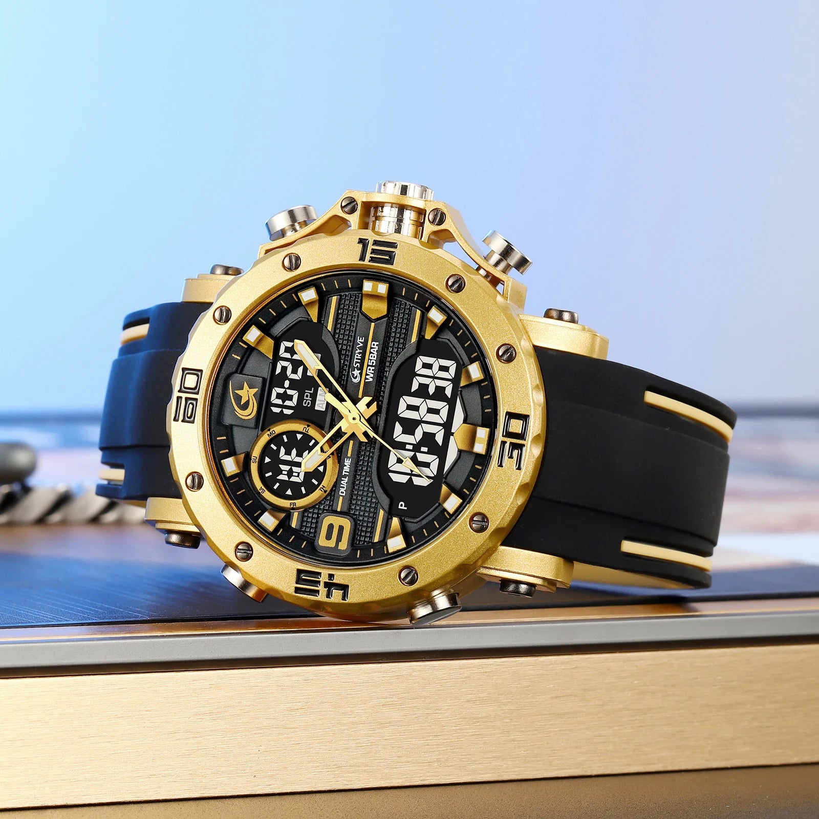 STRYVE S8032 Sports Watch – Bold Dual Display Analog Digital Watch - Top G Watches
