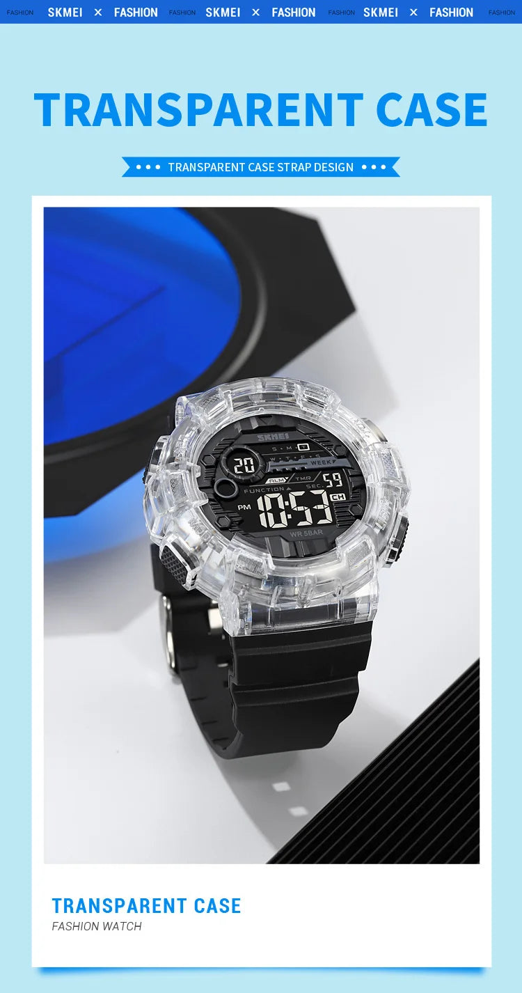 Transparent Series SKMEI 2110 5Bar Waterproof Japan Movement Sports Watch - Top G Watches