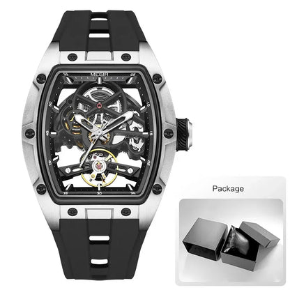 NEW Automatic Megir Mechanical Stainless Skeleton Dial Wristwatch