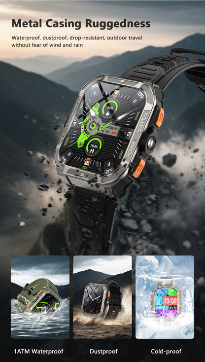 Blackview W80 Pro GPS Rugged Smartwatch – LED Flashlight, Bluetooth Calling