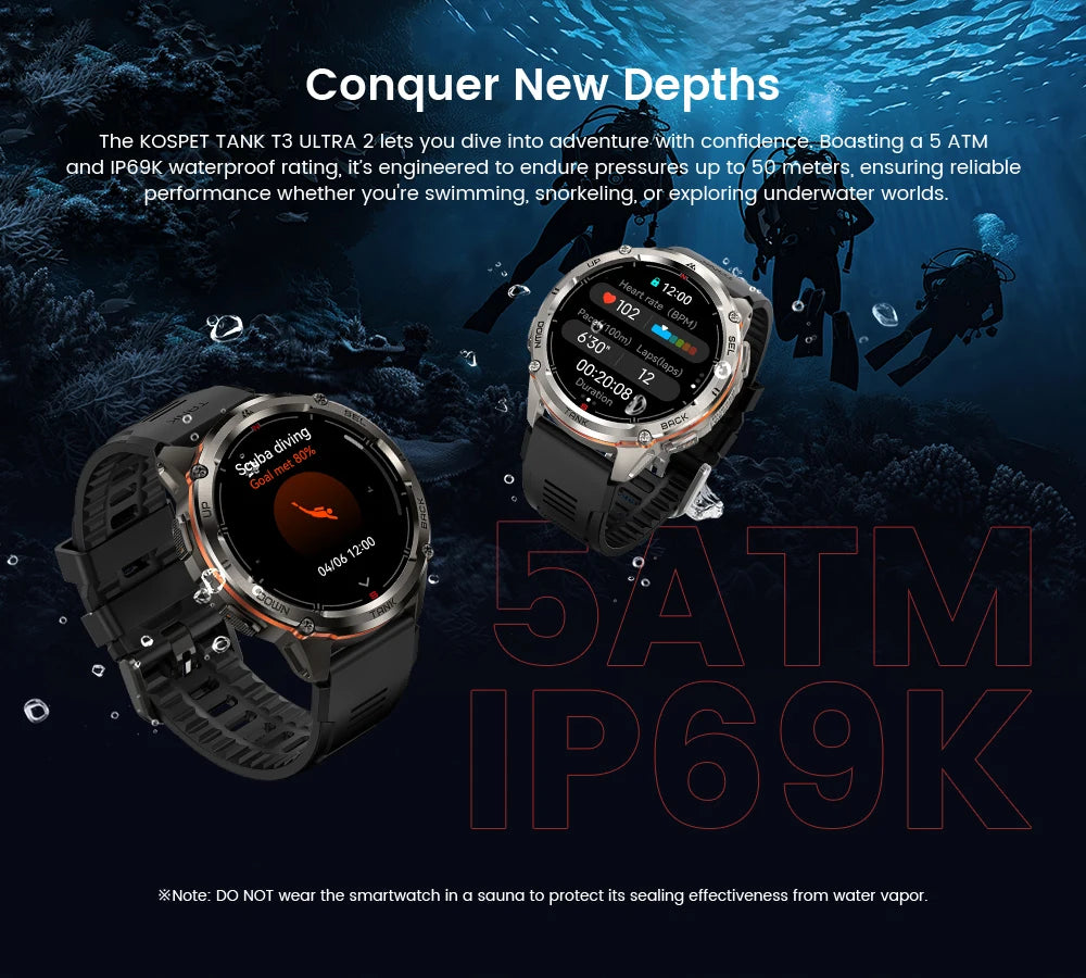 KOSPET TANK T3 Ultra 2 – Rugged Dual-Band GPS Smartwatch