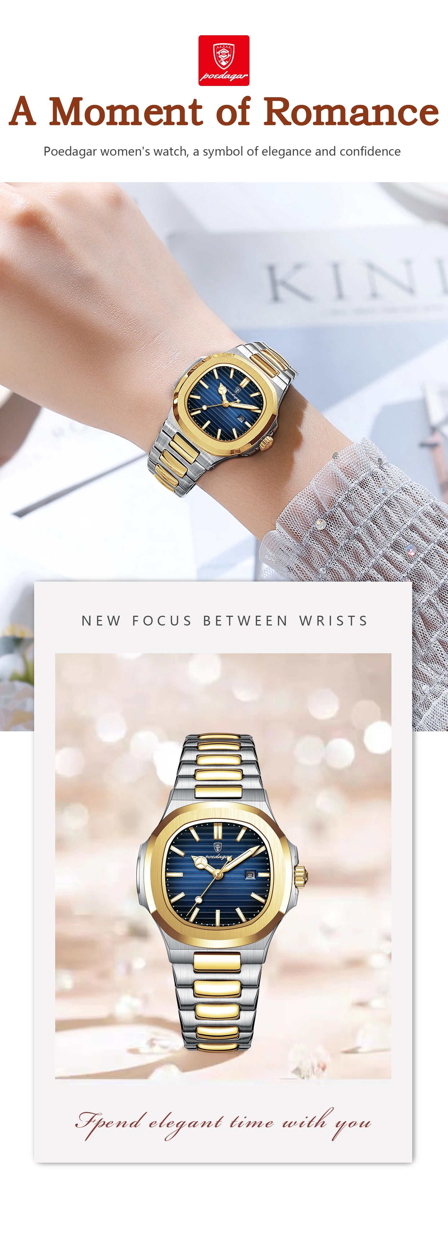 Luxury Poedagar P789 Waterproof Stainless-Steel Quartz Ladies Watch - Top G Watches