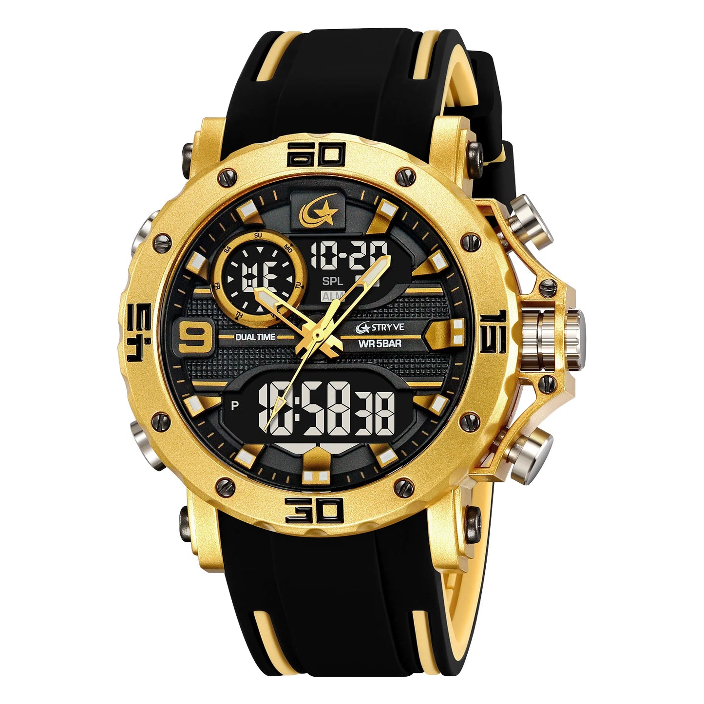 STRYVE S8032 Sports Watch – Bold Dual Display Analog Digital Watch - Top G Watches