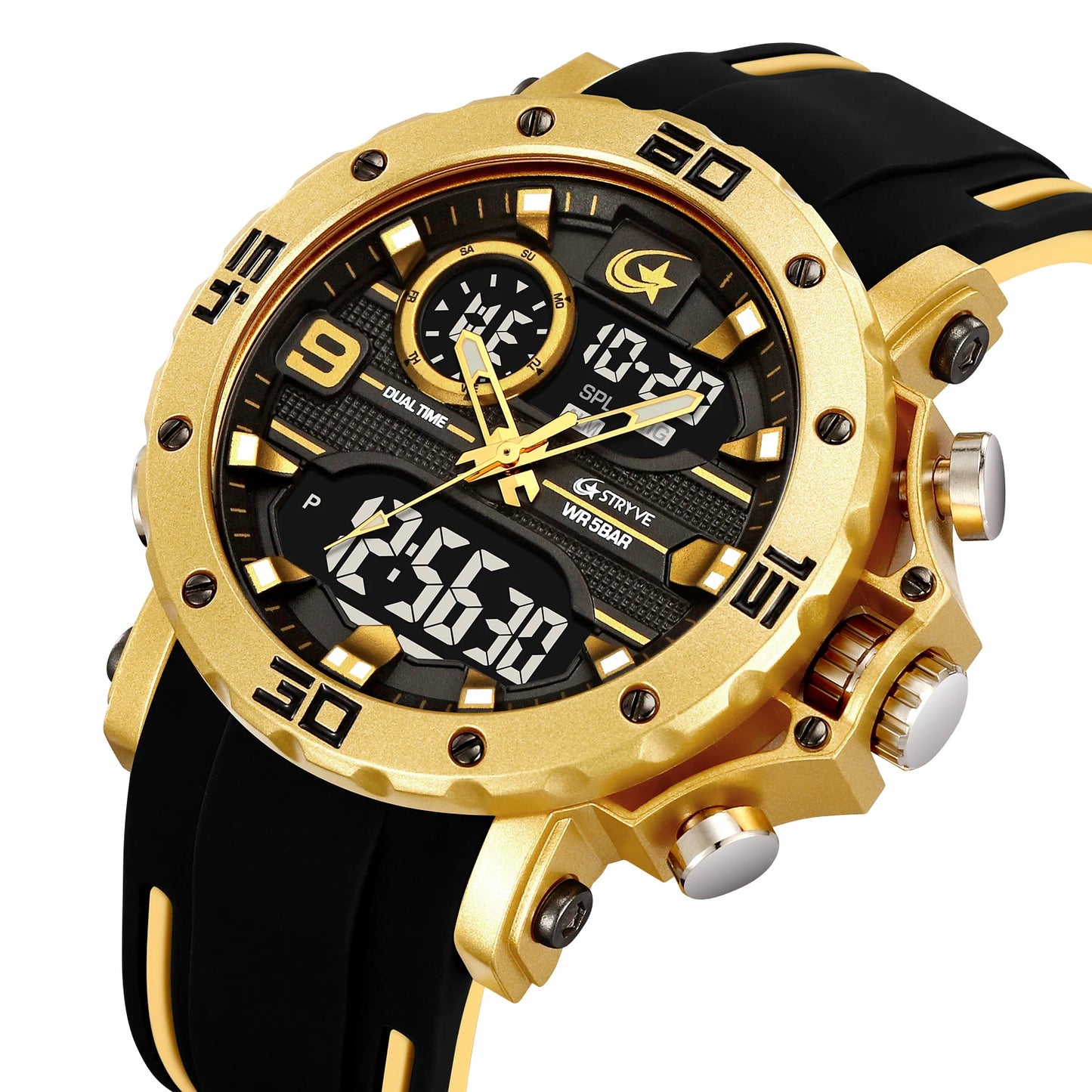 STRYVE S8032 Sports Watch – Bold Dual Display Analog Digital Watch - Top G Watches