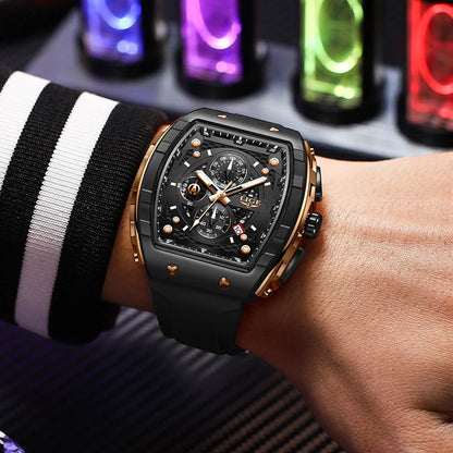 NEW Lige Tonneau Waterproof Sports Chronograph Quartz Watch