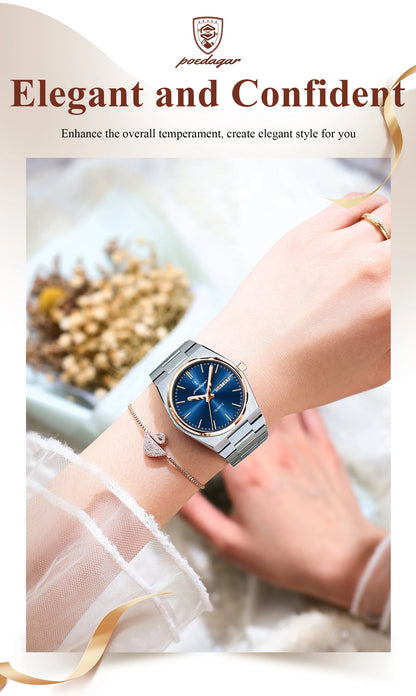 POEDAGAR 786 Luxury Ladies Watch | Stainless Steel Waterproof Quartz Dress Watch