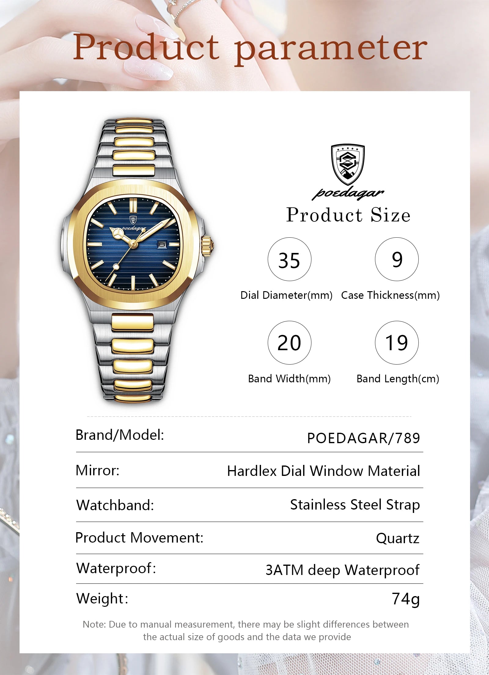 Luxury Poedagar P789 Waterproof Stainless-Steel Quartz Ladies Watch - Top G Watches