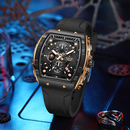 NEW Lige Tonneau Waterproof Sports Chronograph Quartz Watch