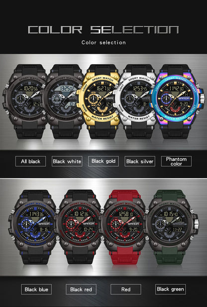 SANDA 3302 Digital LED Sports Watch - Waterproof Shock Resistant