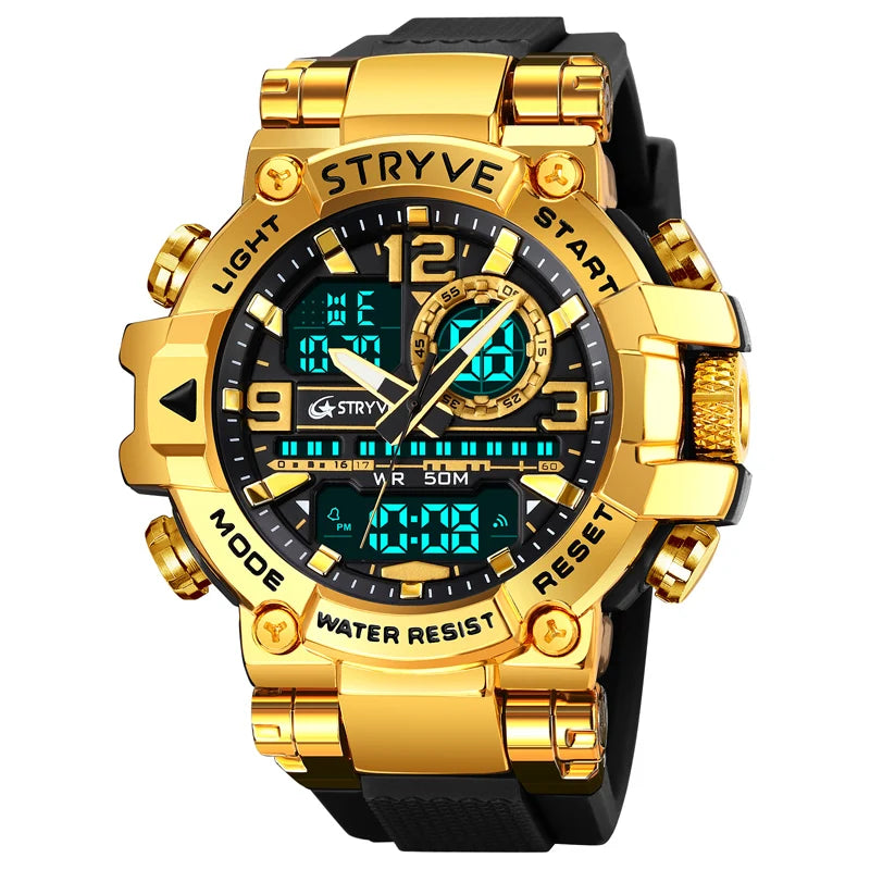 STRYVE S8025 Digital Analog Sports Watch – Shockproof Waterproof Dual Display - Top G Watches