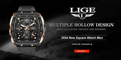 NEW Lige Tonneau Waterproof Sports Chronograph Quartz Watch