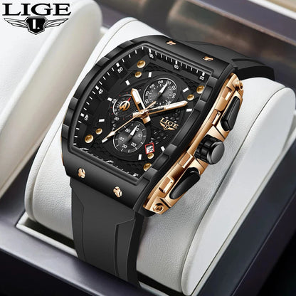 NEW Lige Tonneau Waterproof Sports Chronograph Quartz Watch