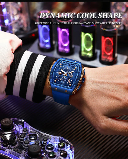 NEW Lige Tonneau Waterproof Sports Chronograph Quartz Watch