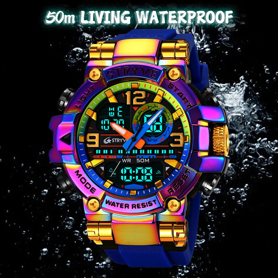 STRYVE S8025 Digital Analog Sports Watch – Shockproof Waterproof Dual Display - Top G Watches