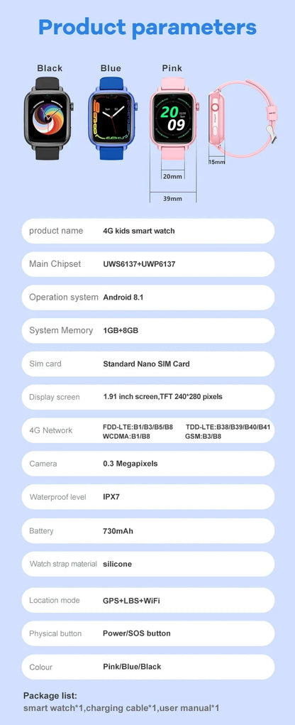 Safeguard Kids Pro 4G GPS Smartwatch – Video Calling, SOS Button & School Mode - Top G Watches