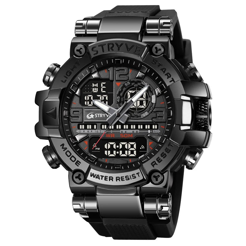 STRYVE S8025 Digital Analog Sports Watch – Shockproof Waterproof Dual Display - Top G Watches