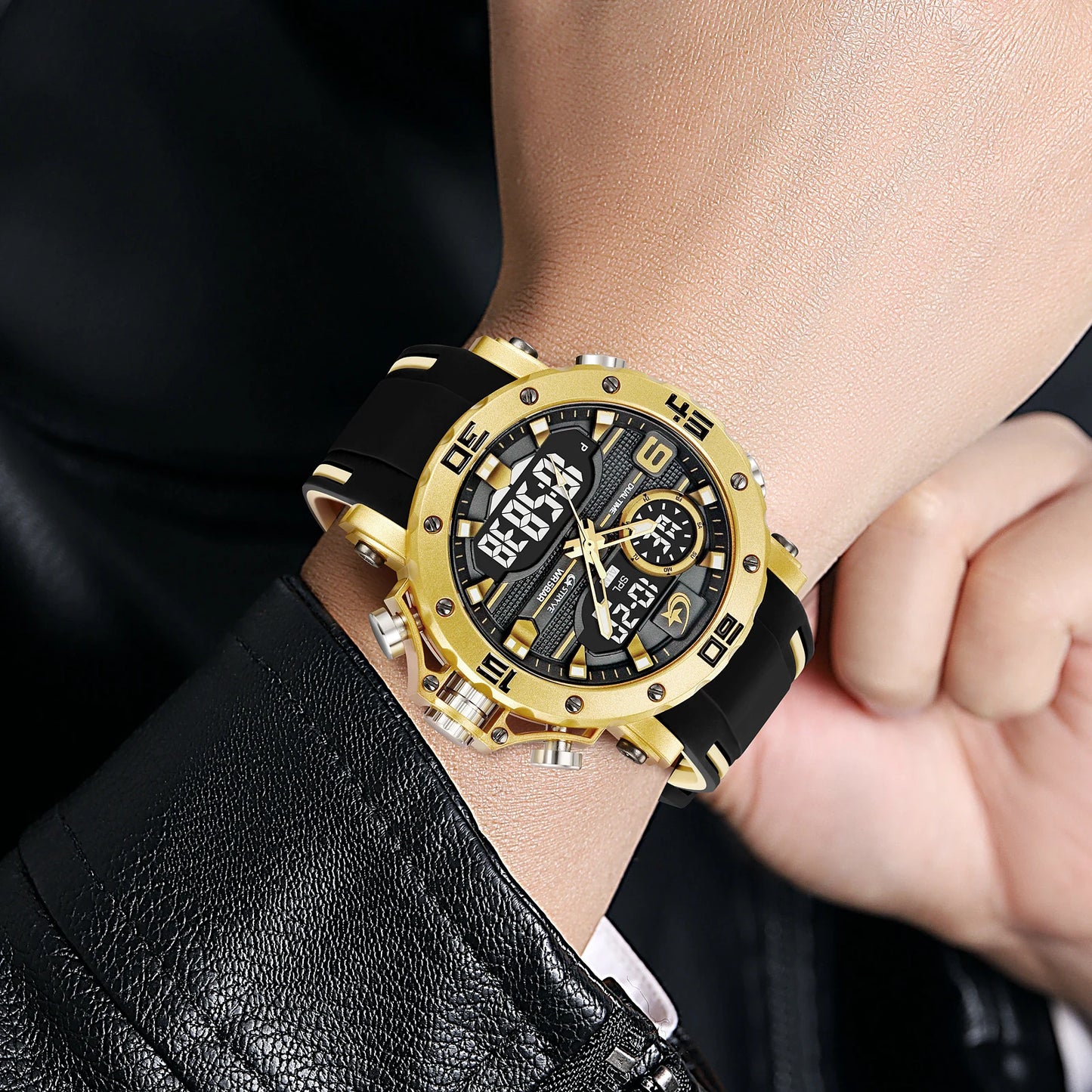 STRYVE S8032 Sports Watch – Bold Dual Display Analog Digital Watch - Top G Watches