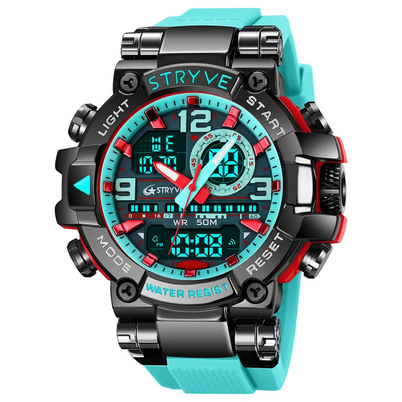 STRYVE S8025 Digital Analog Sports Watch – Shockproof Waterproof Dual Display - Top G Watches