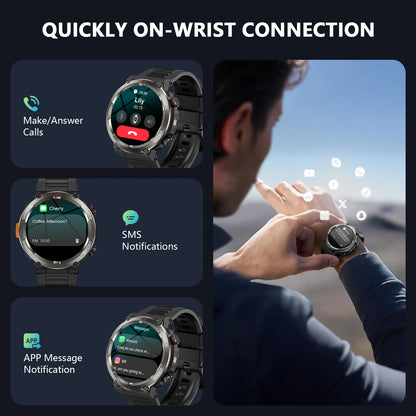 Blackview W50 Pro Rugged Smartwatch – LED Flashlight & Bluetooth Calling