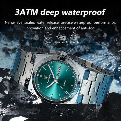 POEDAGAR Luxury Quartz Man Wristwatch Sport Men Watches Waterproof Luminous Date Week Stainless Steel Men's Watch Male Reloj - Top G Watches