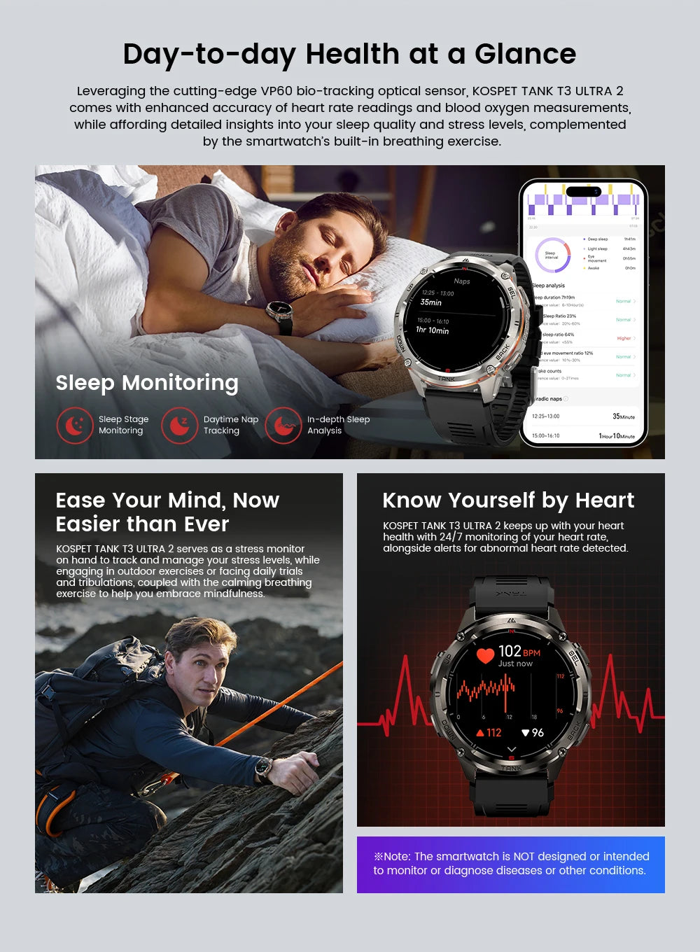 KOSPET TANK T3 Ultra 2 – Rugged Dual-Band GPS Smartwatch