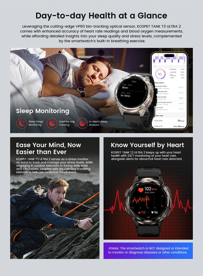 KOSPET TANK T3 Ultra 2 – Rugged Dual-Band GPS Smartwatch