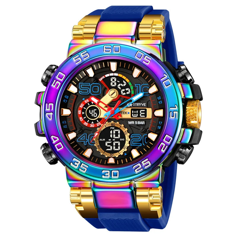 STRYVE S8030 Sports Watch – Large 55mm Dual Display Analog Digital Watch - Top G Watches