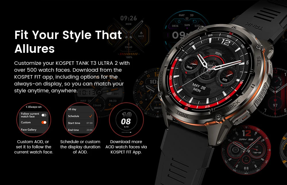 KOSPET TANK T3 Ultra 2 – Rugged Dual-Band GPS Smartwatch