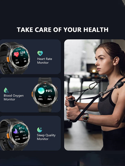 Blackview W50 Pro Rugged Smartwatch – LED Flashlight & Bluetooth Calling