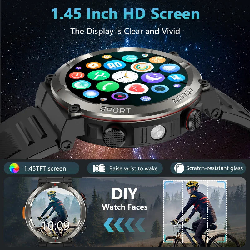 Blackview W50 Pro Rugged Smartwatch – LED Flashlight & Bluetooth Calling