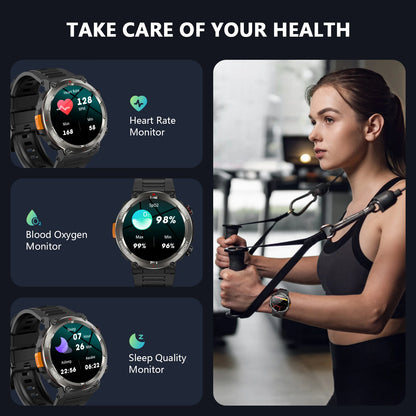 Blackview W50 Pro Rugged Smartwatch – LED Flashlight & Bluetooth Calling