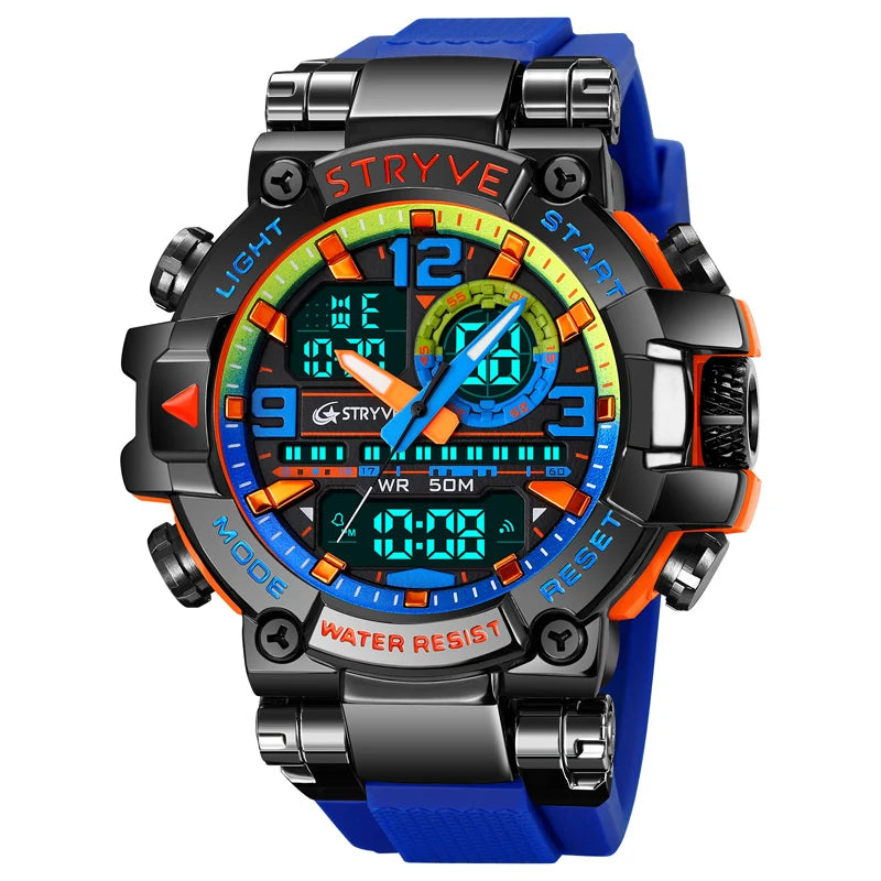 STRYVE S8025 Digital Analog Sports Watch – Shockproof Waterproof Dual Display - Top G Watches