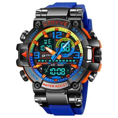 STRYVE S8025 Digital Analog Sports Watch – Shockproof Waterproof Dual Display - Top G Watches