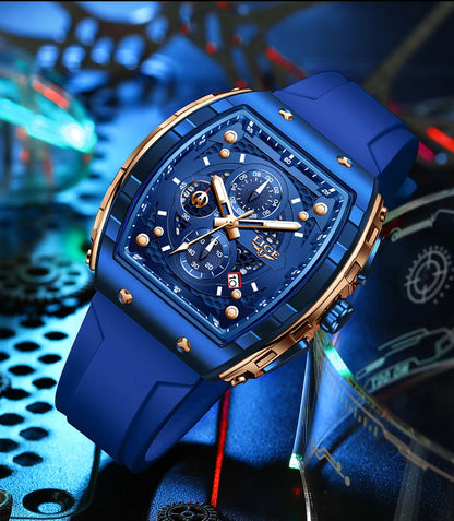 NEW Lige Tonneau Waterproof Sports Chronograph Quartz Watch