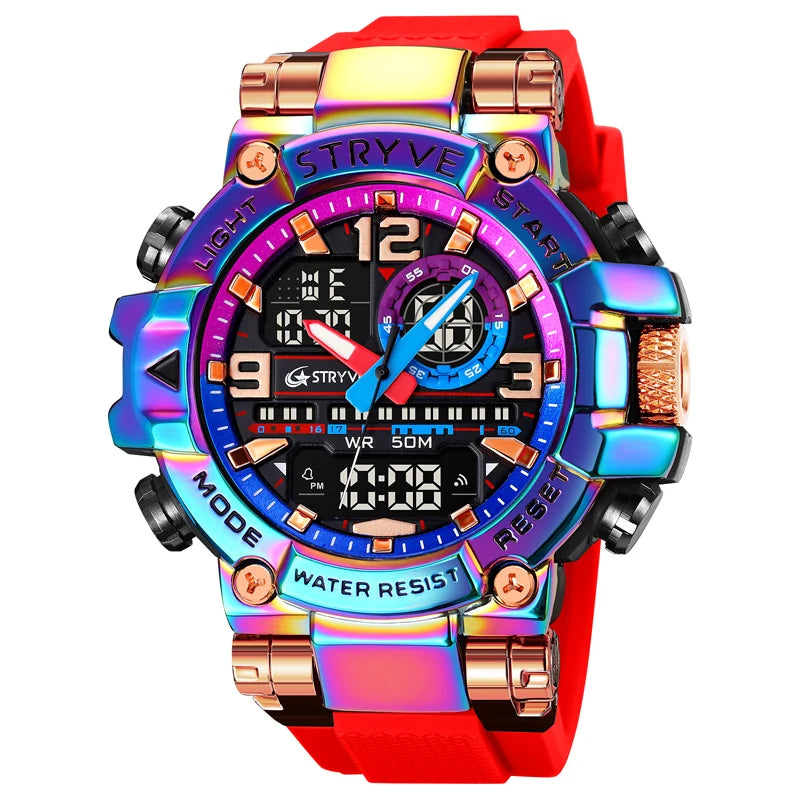 STRYVE S8025 Digital Analog Sports Watch – Shockproof Waterproof Dual Display - Top G Watches