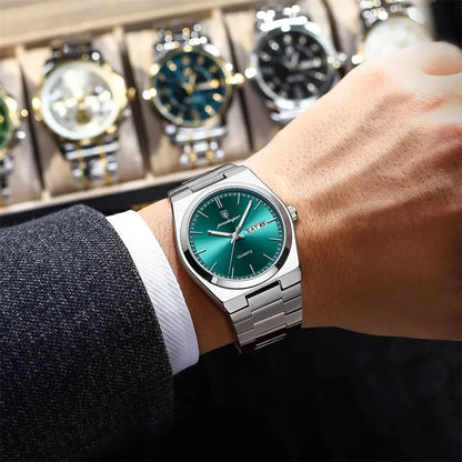 POEDAGAR Luxury Quartz Man Wristwatch Sport Men Watches Waterproof Luminous Date Week Stainless Steel Men's Watch Male Reloj - Top G Watches
